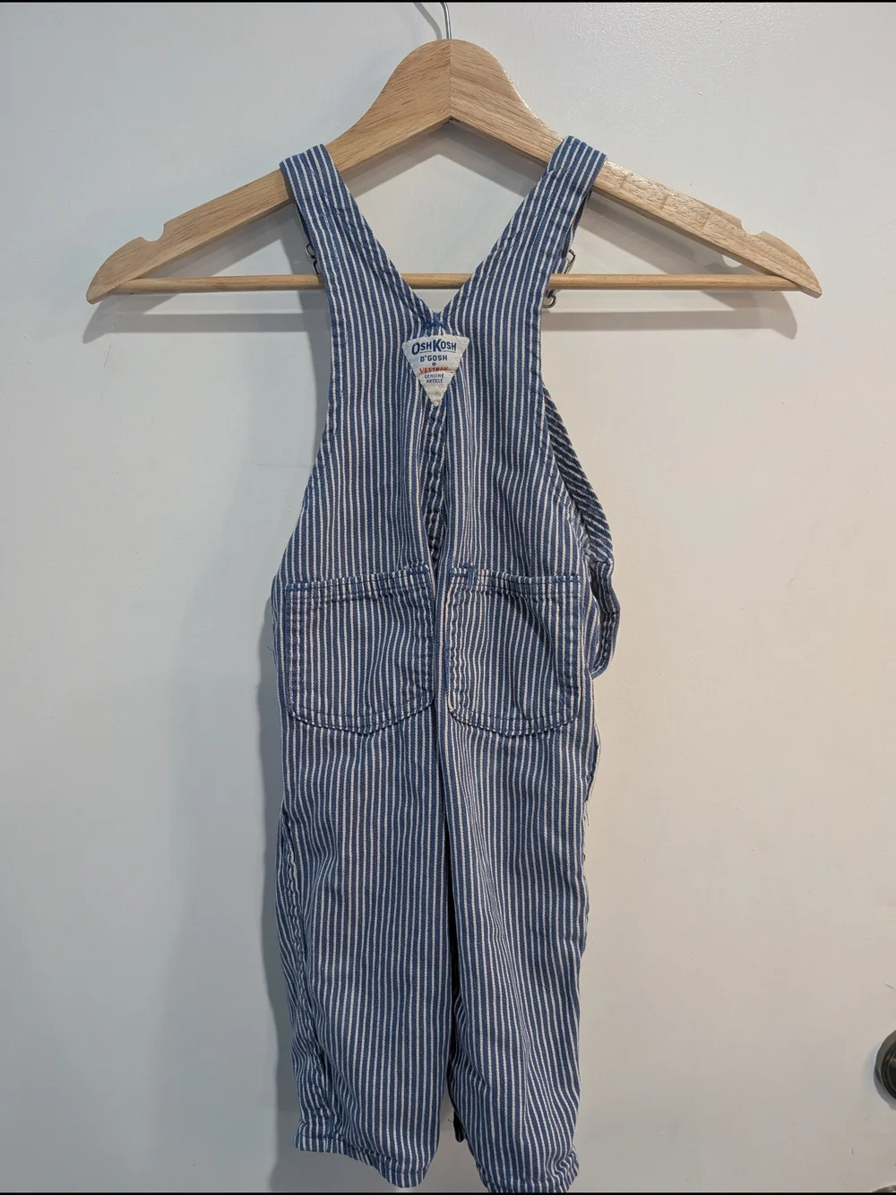 VTG OshKosh B'gosh Blue Stripe Kids Overalls 18m Made In The USA